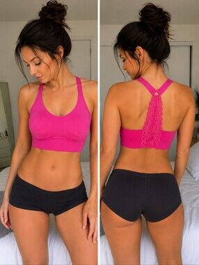 KNIX Pink Lace Racerback Wireless Bra XXL+ Seamless Comfort Support